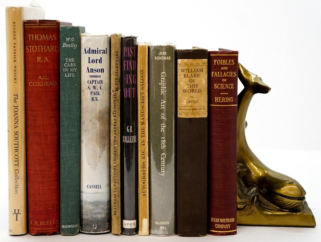 Non-Fiction (10) Books: Group of ten non-fiction books. Includes: 1) William Blake in this World by Harold Bruce. 1925 stated first edition. 2) Thomas Stothard by Coxhead. 1906. ... and more. Group measures 10 in. x 7 in. x