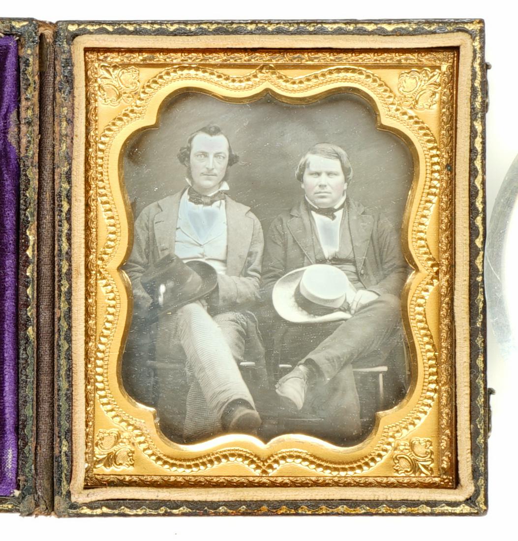 Daguerreotype of Two Men with Fancy Hats (1 of 4)