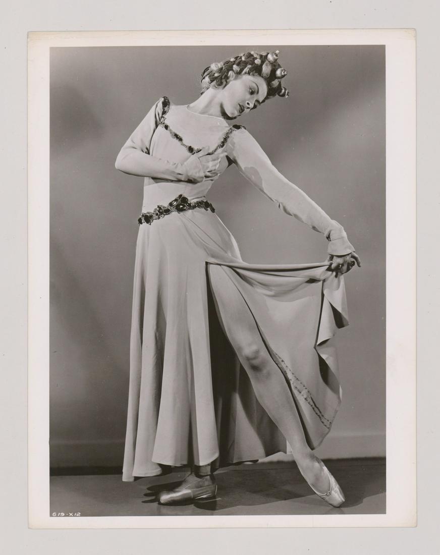 Maria Karnilova Vintage Publicity Photo: Maria Karnilova vintage publicity still photo. Glossy surface, single-weight gelatin silver print. Measures 10.25 in. x 8 in. VG-EX/EX condition. Provenance: recent Mark Rucker collection, previously 