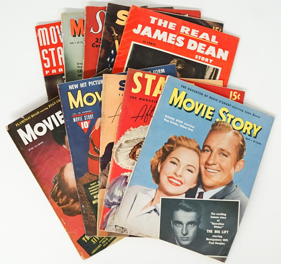 Actor Vintage Magazine Covers (10): Group of ten actor vintage magazine covers. Includes: James Dean; Douglas Fairbanks; Raymond Massey; and others. Measure 11 in. x 8.5 in. to 11.5 in. x 8.75 in. Provenance: Formerly the personal colle