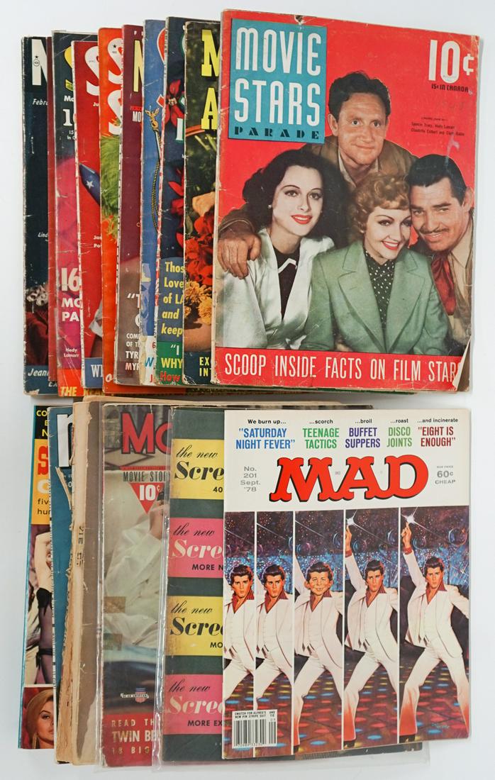 Vintage Movie Magazines (15): Group of fifteen vintage movie magazines. Covers include: Betty Hutton; Jane Powell; Charles Boyer; and others. Group measures 11 in. x 8.5 in. x 4 in. Provenance: Formerly the personal collection of 