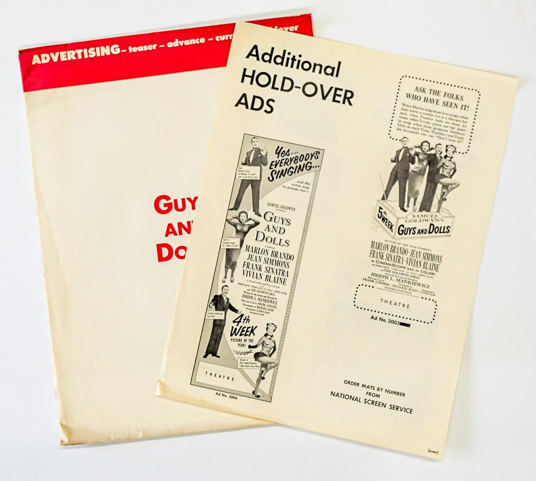 'Guys and Dolls' (MGM) Advertising Teaser: 'Guys and Dolls' (MGM) Advertising Teaser. Measures 19 in. x 14 in. VG/EX condition with insert. Provenance: Formerly the personal collection of Robert Osborne, then by descent through family of Mr. O