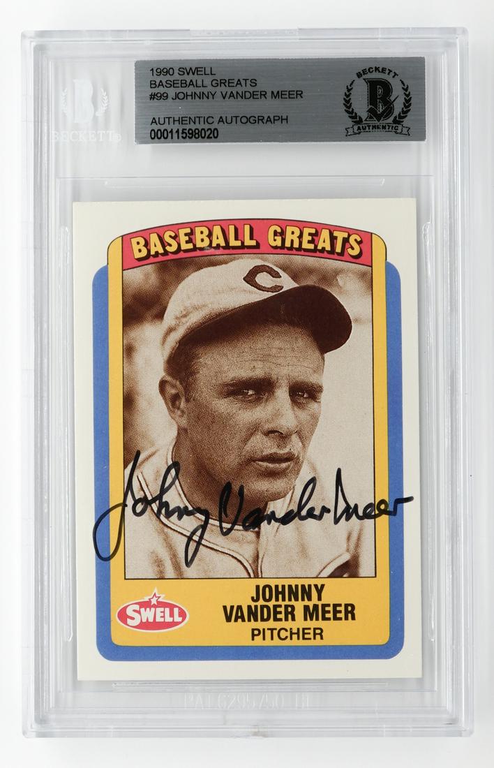 Johnny Vander Meer Autographed Baseball Card (1 of 2)
