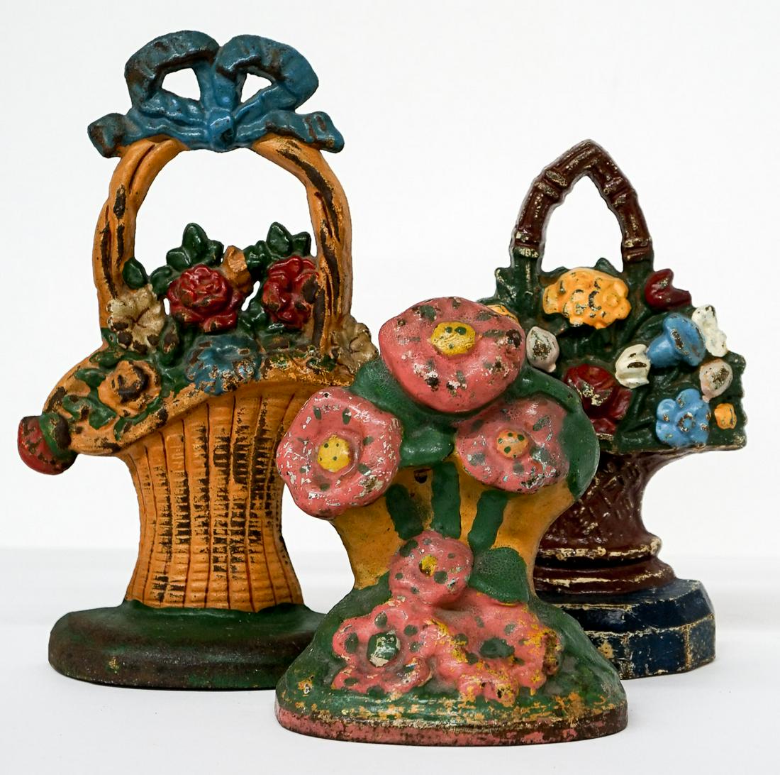 Three Cast Iron Floral Door Stops (1 of 7)