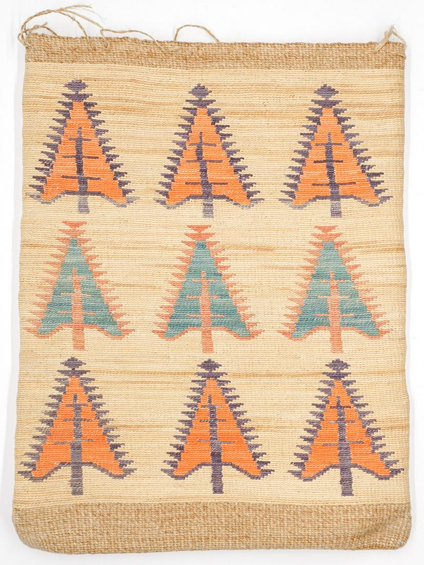 Nez Perce Corn Husk Bag: Nez Perce corn husk bag. Measures 18 inches x 14 inches. Excellent condition. Buyer must view photographs or scans to assist in determining condition and ask further questions if so desired. We ship m