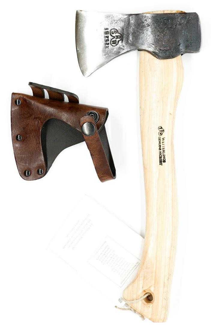 S.A Wetterling Hatchet: S.A. Wetterling hatchet. Measures 12.75 inches in length. If lot is absent of a condition report a condition report may be requested via email. Buyer must view photographs or scans to assist in determ