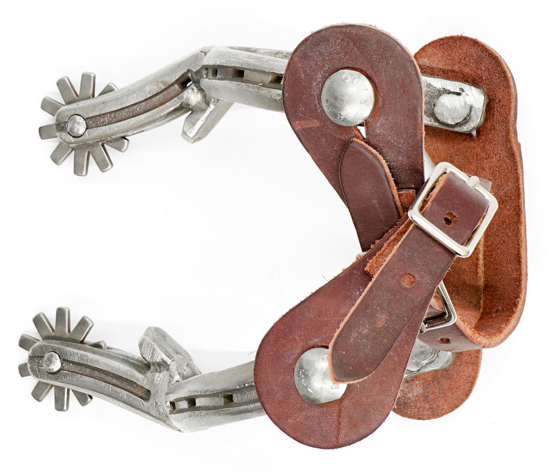 St. Croix Forge Pair of Spurs: St. Croix Forge pair of spurs. They measure 8.75 in. x 5 in. Excellent condition. Buyer must view photographs or scans to assist in determining condition and ask further questions if so desired. We sh