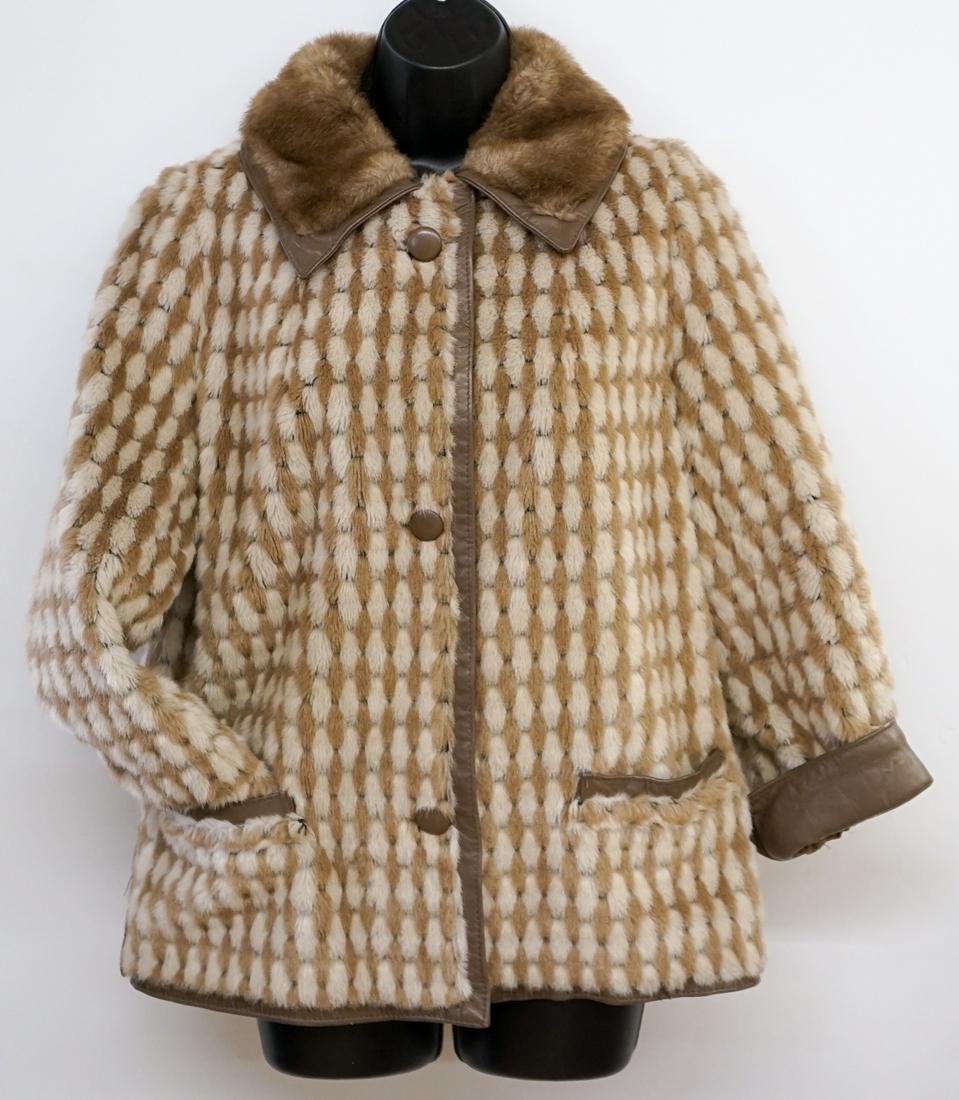 Lilli Ann San Francisco Leather & Faux Fur Jacket: Lilli Ann San Francisco Taupe Leather and Simulated Fur, 3 button fully lined Jacket measures 15 in. across shoulders, approximately 40 in. bust, 25.5 in. length, 22 in. cuffed sleeve. Excellent condi