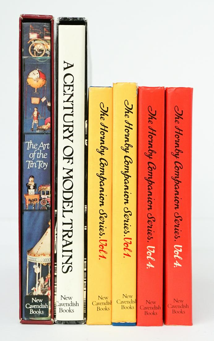 Miniatures and Models (6) Books: Group of six books of toy miniatures. Includes: 1) The Art of the Tin Toy. 2) A Century of Model Trains. 3) Four Hornby Companion Series Books. Group measures 11 in. x 13 in. x 6 in. Provenance: Estat