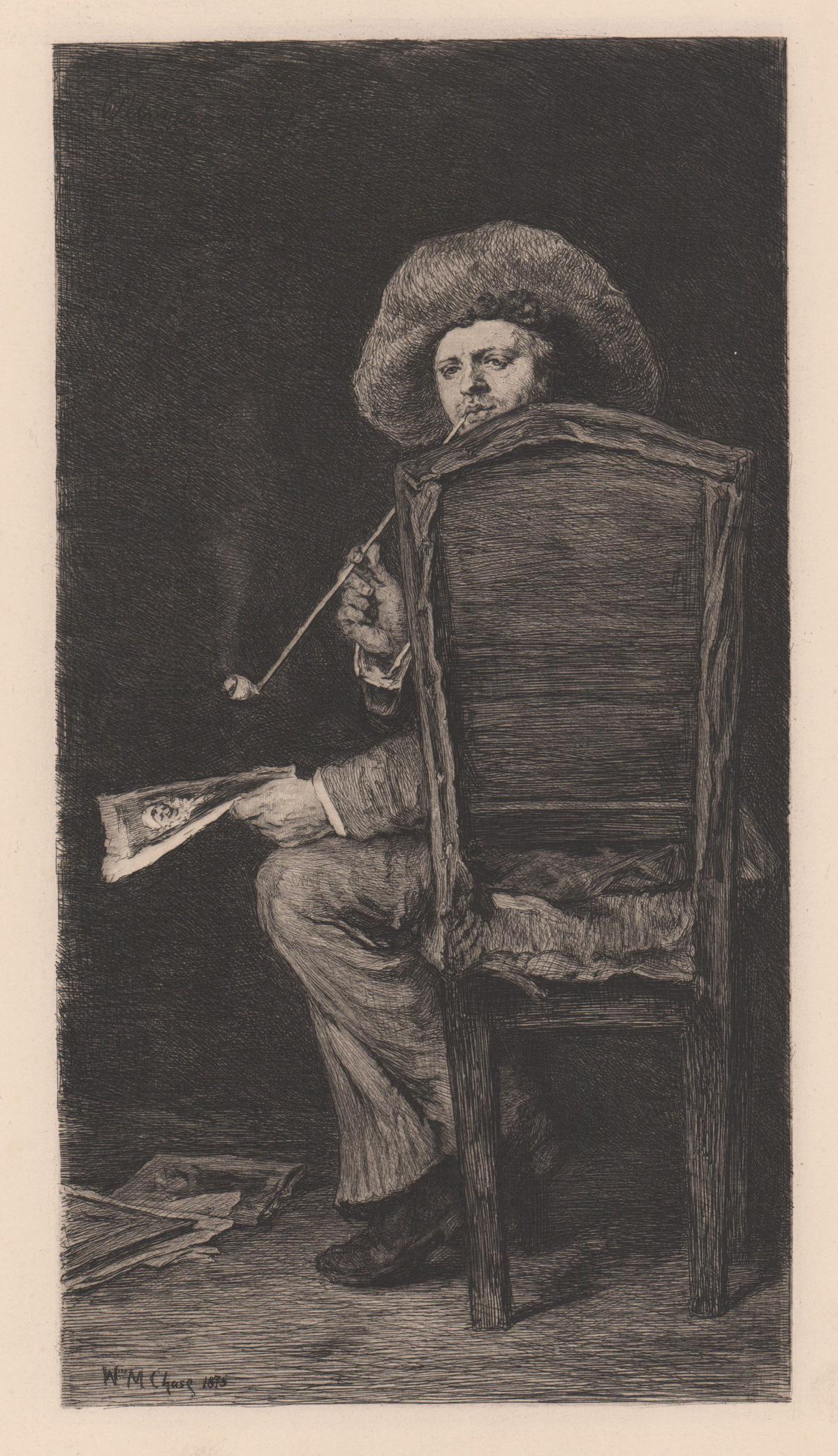 After W. M. Chase Etching [Frank Duveneck]: After William Merritt Chase (New York, California, Indiana 1849 - 1916) etching by William Unger (Germany 1837 - 1932), portrait of Frank Duveneck (an American figure and portrait painter, 1848 - 1919