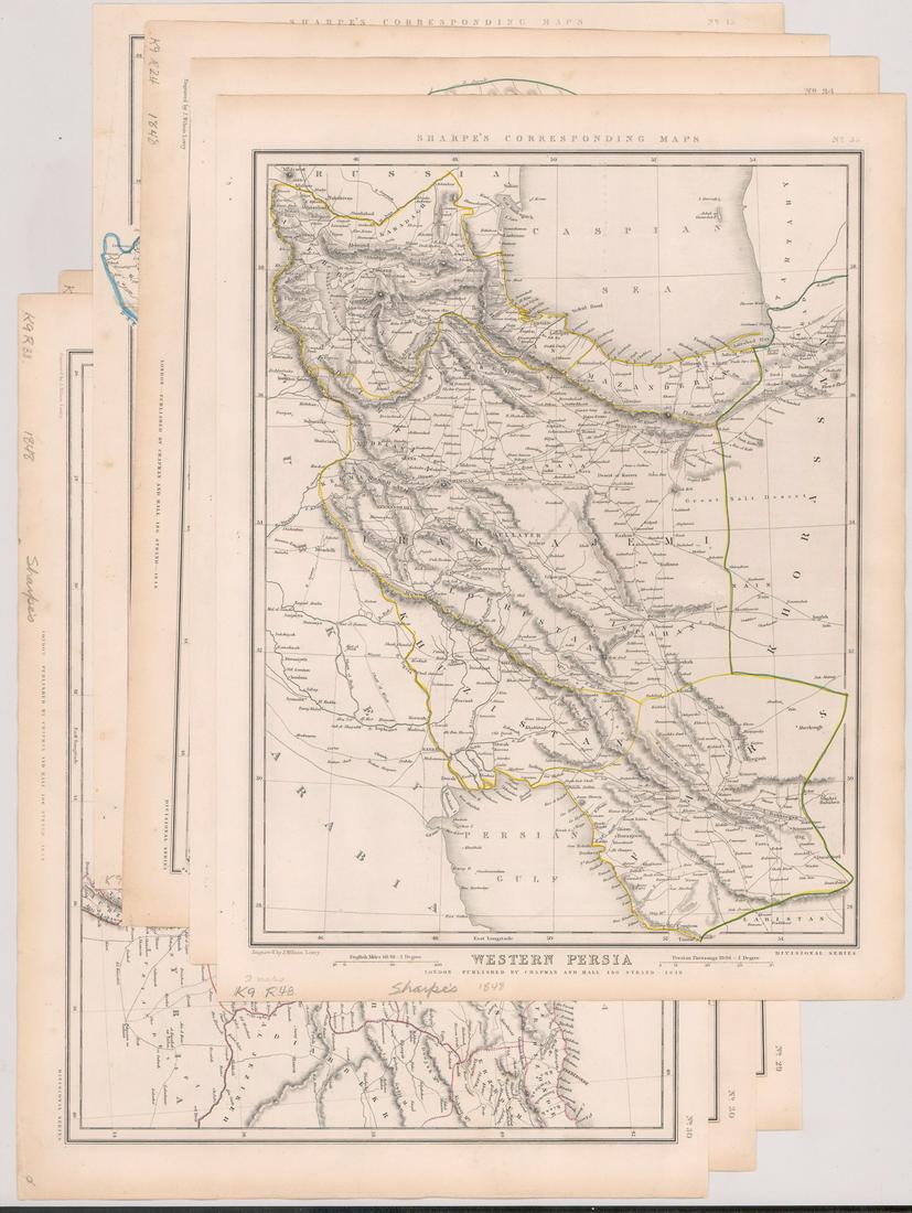 Sharpe's Corresponding Maps [Assorted]: Seven (7) maps of various countries: Turkey and Greece; Asia Minor; Nubia and Abyssinia; Egypt and Arabia Petraea; Western Persia; Eastern Persia; and Syria and the Provinces to the Persian Gulf. All 