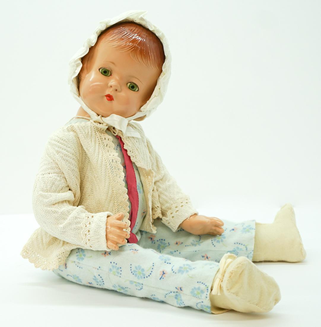 Vintage Effanbee Patsy Lou Doll: Vintage Effanbee Patsy Lou doll. Measures 22 inches. Estate find, excellent condition. If lot is absent of a condition report a condition report may be requested via email. Condition report is provide