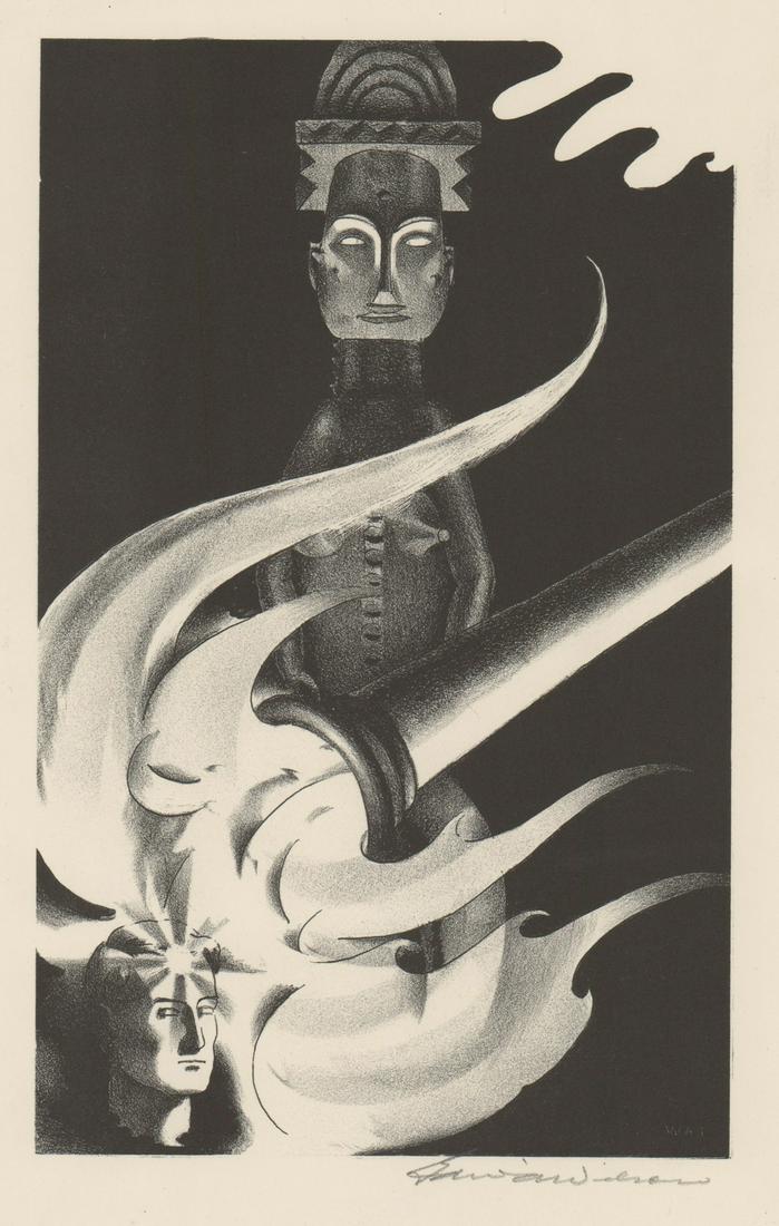 Edward Arthur Wilson Lithograph [Surrealism]: Edward Arthur Wilson (New York, Massachusetts 1886 - 1970) lithograph. Signed by artist in pencil lower right. Artist's initials in plate lower right. Measures 8.5-in. x 5.25-in. image size, 11.875-in