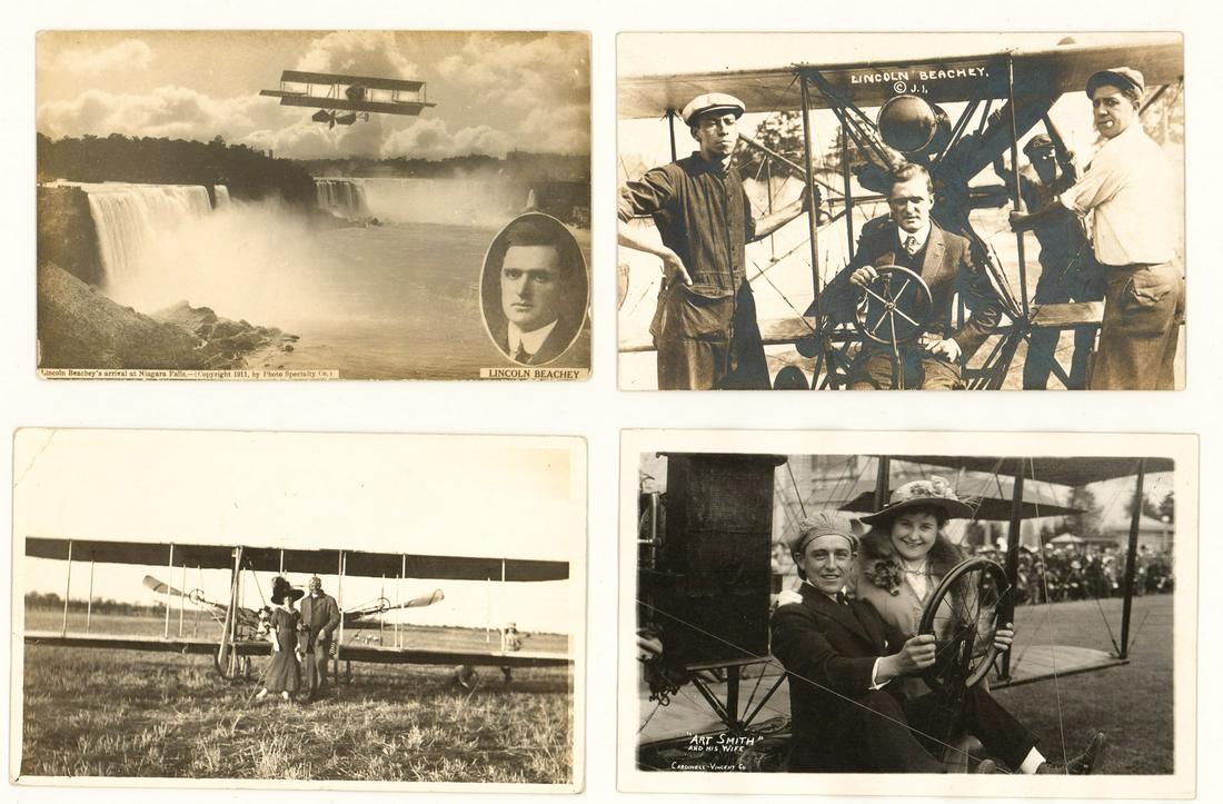 Robert Fowler, Art Smith, Lincoln Beachey RPPC's: A group of early 1900's real photo postcards [Aviation, Airplanes]. Includes Art Smith, Robert G. Fowler and Lincoln Beachey (2). VG-EX/EX condition. Condition report is provided as an opinion only an