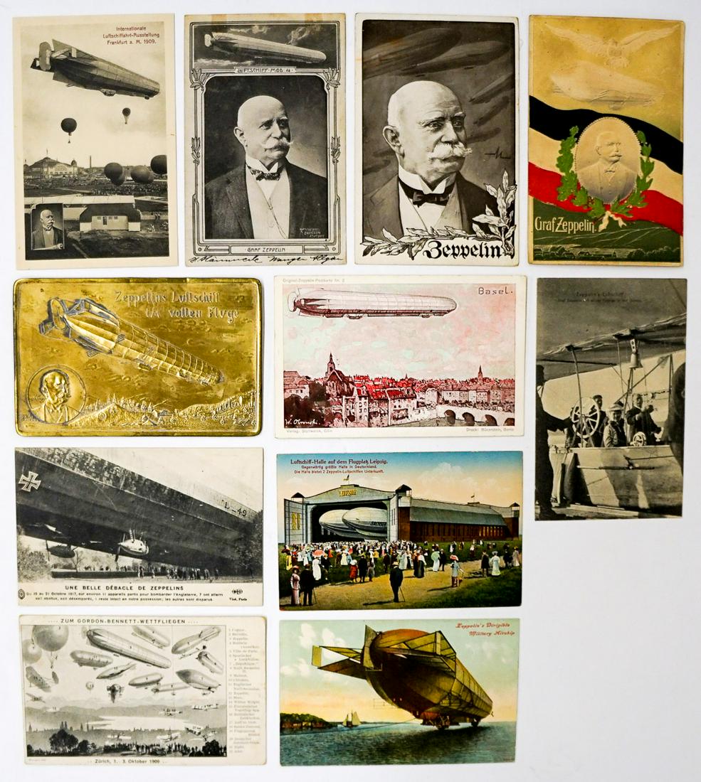 [Aviation, Graf Zeppelin, Airships] Postcards (11): [Aviation, Graf Zeppelin, Airships] collection of eleven antique German airships postcards. VG-EX/EX condition. Condition report is provided as an opinion only and is no guarantee as grading can be su