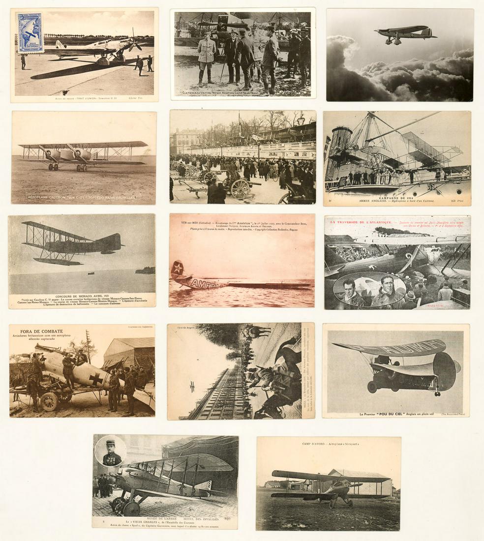 [Aviation, France] Antique Postcards (14): [Aviation, France] Group of antique French postcards (14). VG-EX/EX condition. Condition report is provided as an opinion only and is no guarantee as grading can be subjective. Buyer must view photogr
