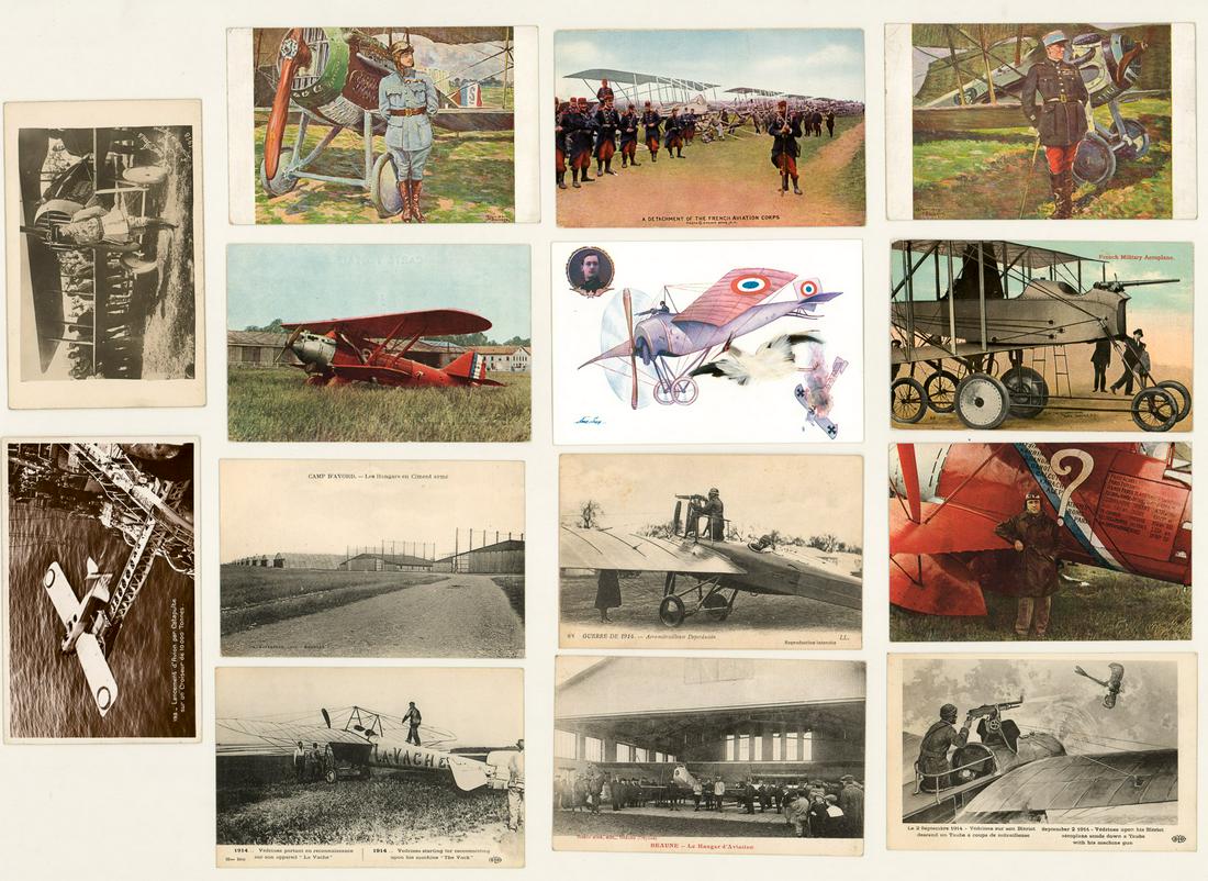 [Aviation, France] Antique Postcards (14): [Aviation, France] Group of antique French postcards (14). VG-EX/EX condition. Condition report is provided as an opinion only and is no guarantee as grading can be subjective. Buyer must view photogr