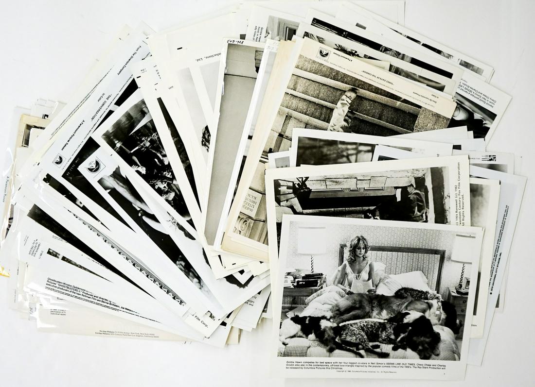 Actor Publicity Photos (200) 60's - 80's: Group of over 200 publicity entertainment photos of films, re-releases or renewed and television actors and actresses during the 1960's - 1980's. Includes John Belushi, Ursula Andress, Marsh Mason, Ma