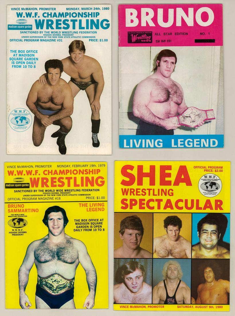 Bruno Sammartino Programs and more (4): Bruno Sammartino programs and magazine. Excellent condition. Condition report is provided as an opinion only and is no guarantee as grading can be subjective. Buyer must view photographs or scans to a