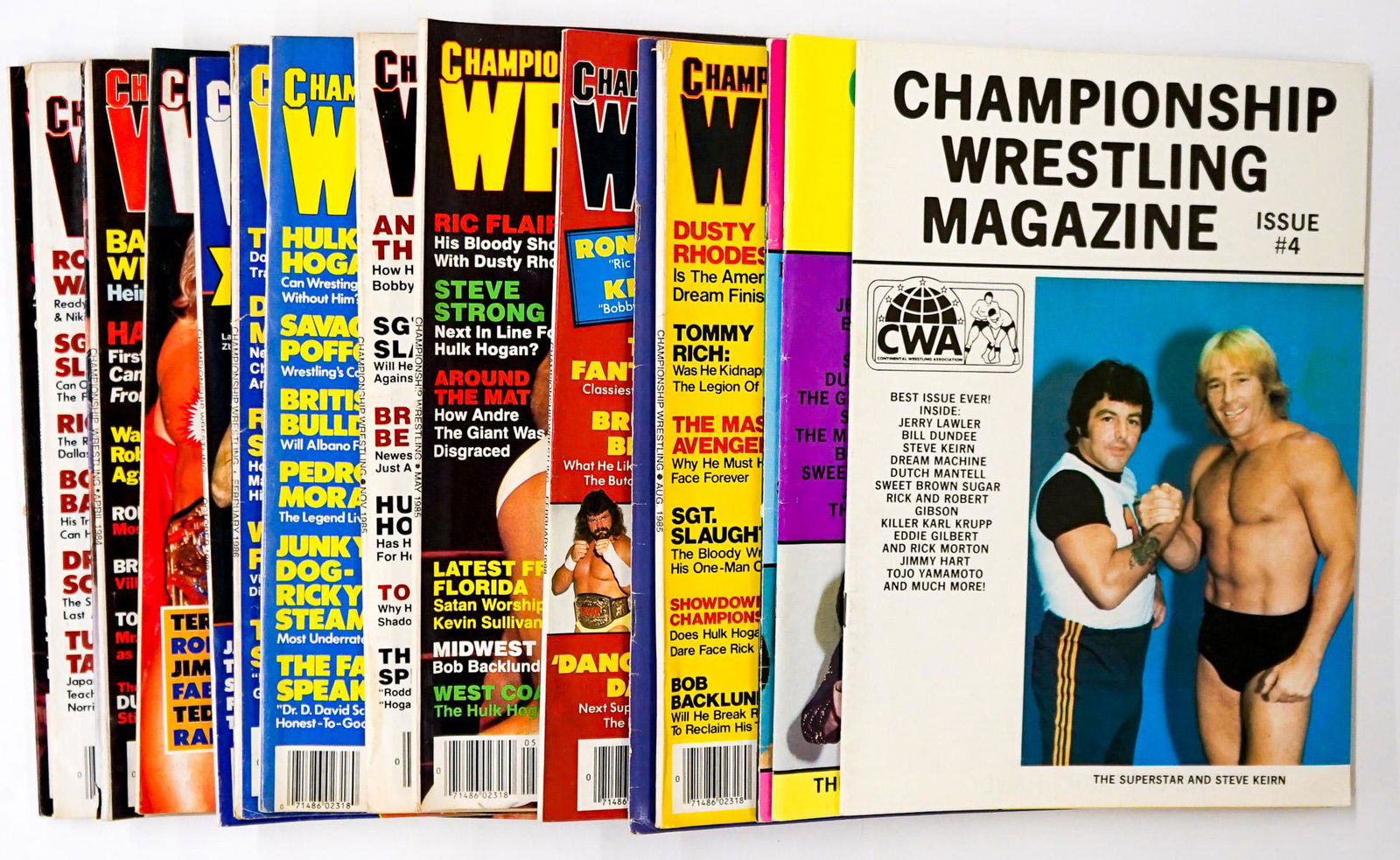Championship Wrestling Magazine (15): Championship Wrestling - Pro Wrestling Magazines group of (15). Includes years 1984 - 1990. Provenance: Estate of James Baldwin Baker, Cornelius Oregon. If lot is absent of a condition report a condit