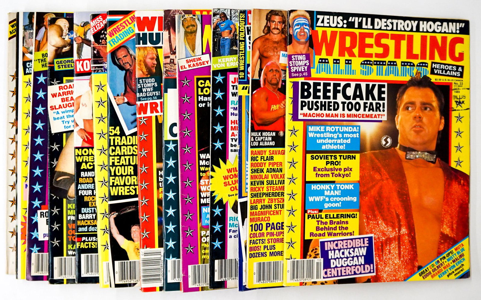 Wrestling All Stars Magazine (14): Wrestling All Stars - Pro Wrestling Magazines group of (14). Includes years 1984 - 1991. Provenance: Estate of James Baldwin Baker, Cornelius Oregon. If lot is absent of a condition report a condition