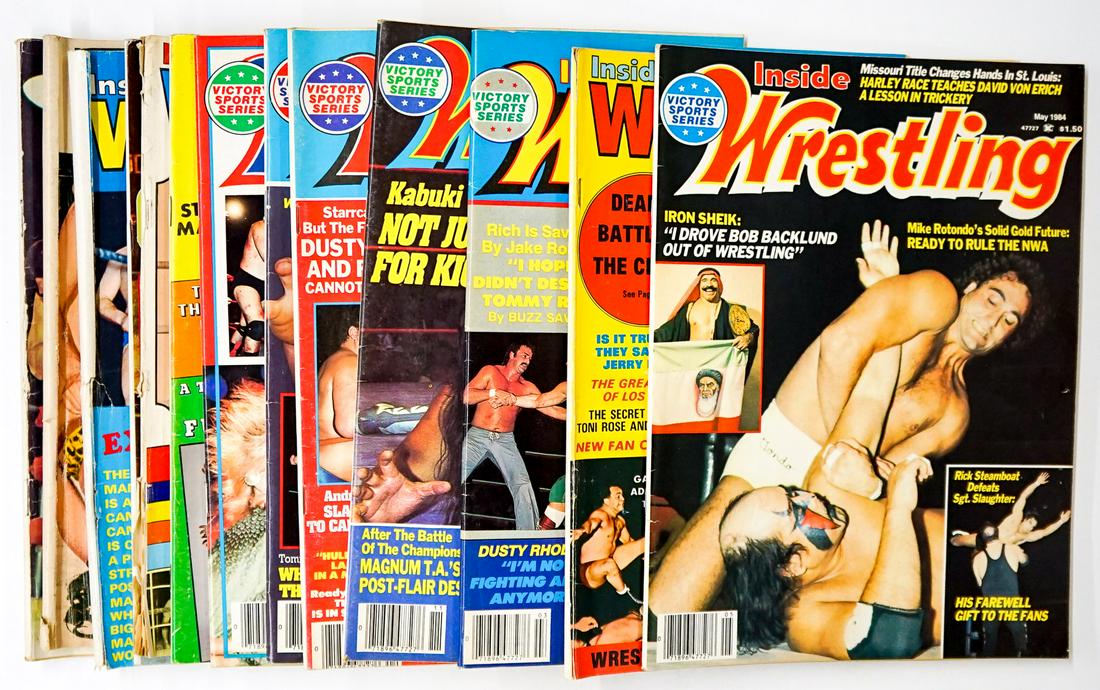 Inside Wrestling Magazine (13): Inside Wrestling - Pro Wrestling Magazines group of (13). Includes years 1969 - 1986. Provenance: Estate of James Baldwin Baker, Cornelius Oregon. If lot is absent of a condition report a condition re