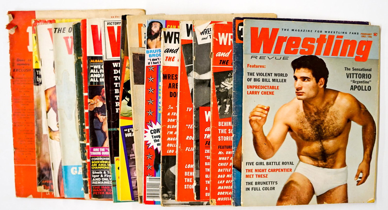 Vintage Wrestling Magazines (17): Vintage Wrestling - Pro Magazines various years. Provenance: Estate of James Baldwin Baker, Cornelius Oregon. If lot is absent of a condition report a condition report may be requested via email. Cond