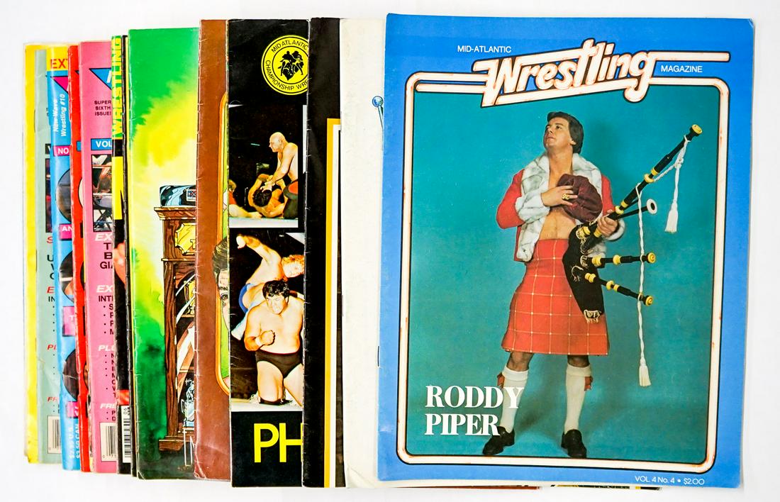 Vintage Wrestling Magazines (16): Assorted Vintage Pro Wrestling Magazines group of (16). Various issue years. Provenance: Estate of James Baldwin Baker, Cornelius Oregon. If lot is absent of a condition report a condition report may 