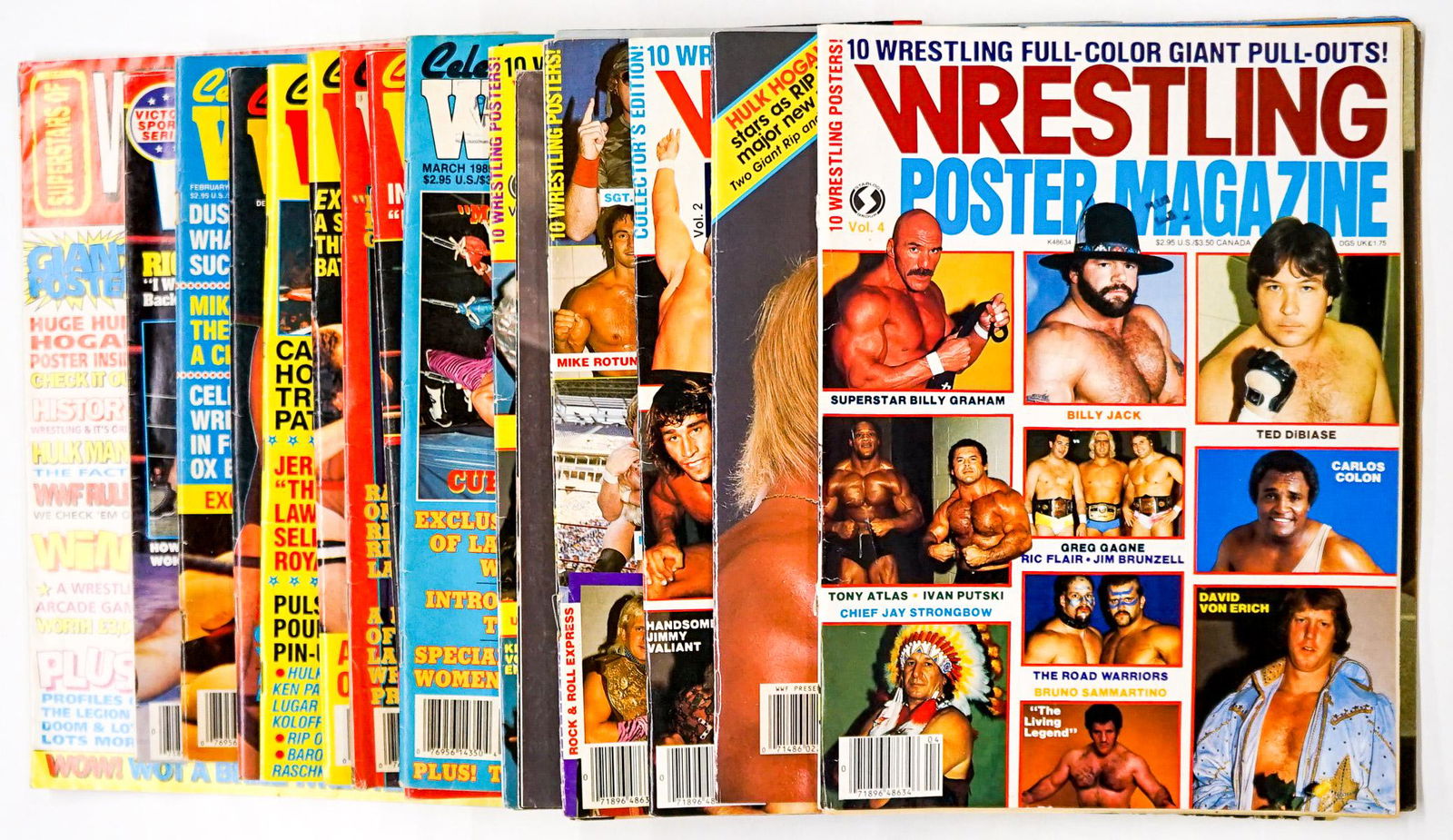 Celebrity and Poster Wrestling Magazines (14): Celebrity Wrestling Magazines group of (8) - Pro Wrestling Poster Magazines group of (6) Various issue years. Provenance: Estate of James Baldwin Baker, Cornelius Oregon. If lot is absent of a conditi