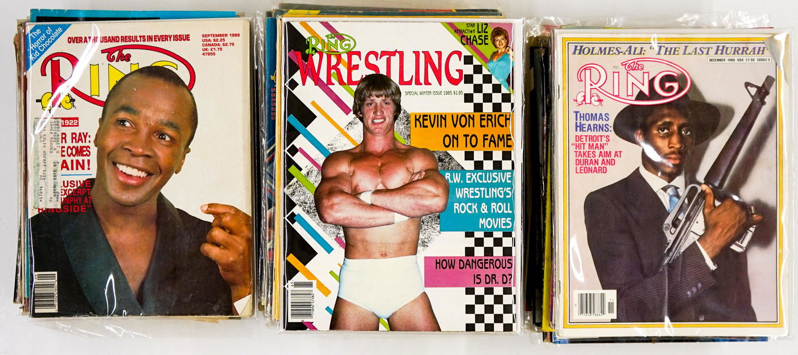 The Ring Magazine (62): The Ring Magazine - Pro Boxing Magazines group of (62). Various issue dates. Provenance: Estate of James Baldwin Baker, Cornelius Oregon. If lot is absent of a condition report a condition report may