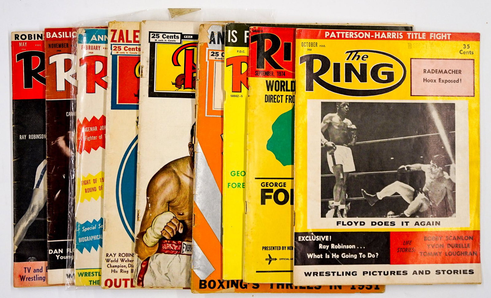The Ring Magazine Vintage Issues (9): The Ring Magazine vintage magazines (9). Condition varies. We ship most items in this auction in house and gladly combine shipping if possible of multiple items. Provenance: Estate of James Baldwin Ba