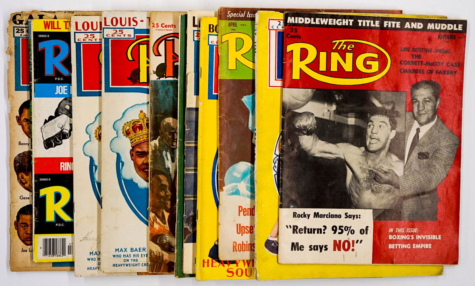 The Ring Magazine Vintage Issues (11): The Ring Magazine vintage magazines (11). Condition varies. We ship most items in this auction in house and gladly combine shipping if possible of multiple items. Provenance: Estate of James Baldwin B