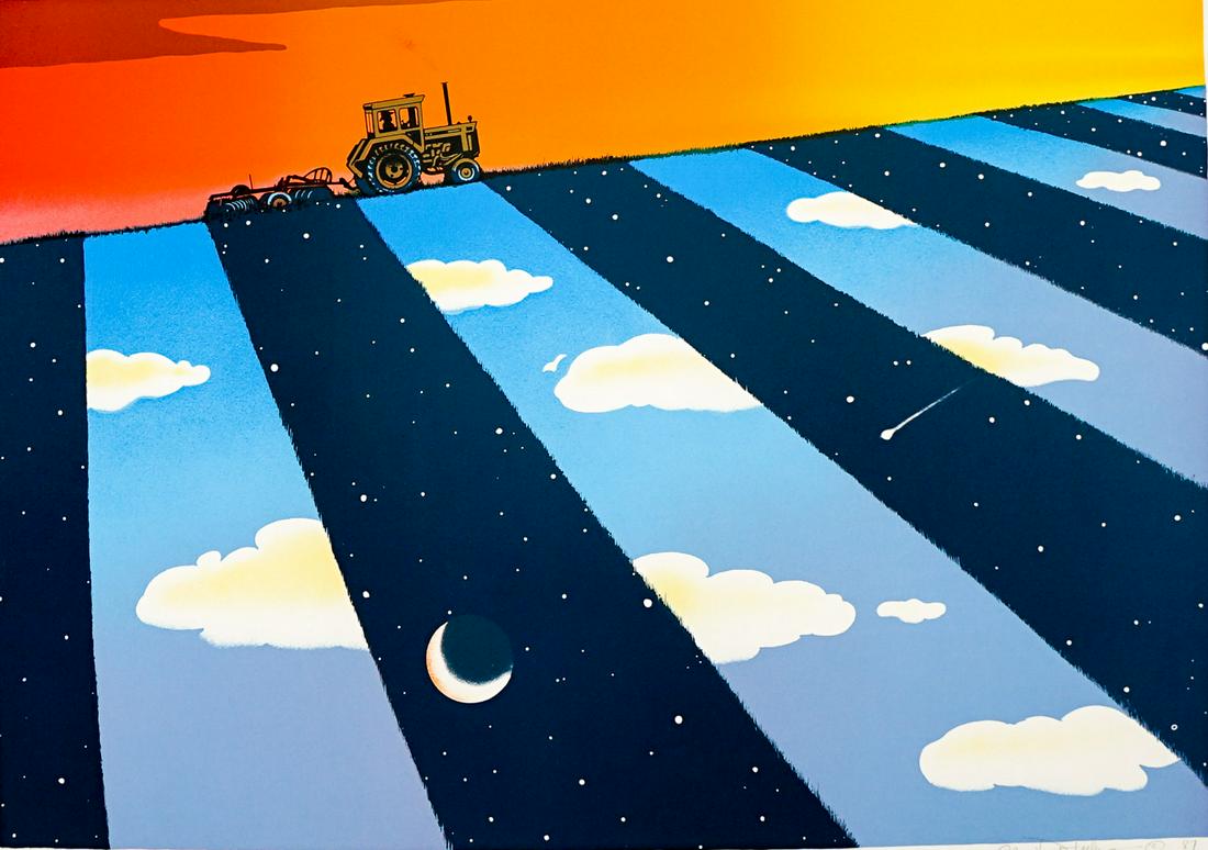 Monte Dolack (Montana, Born 1950) AP Print: Monte Dolack (Montana, Born 1950) hand signed artist's proof serigraph. Signed and dated in pencil 'Monte Dolack 1987' lower right. Stated 'Artist's Proof' in pencil lower left. Titled Cultivate Art.