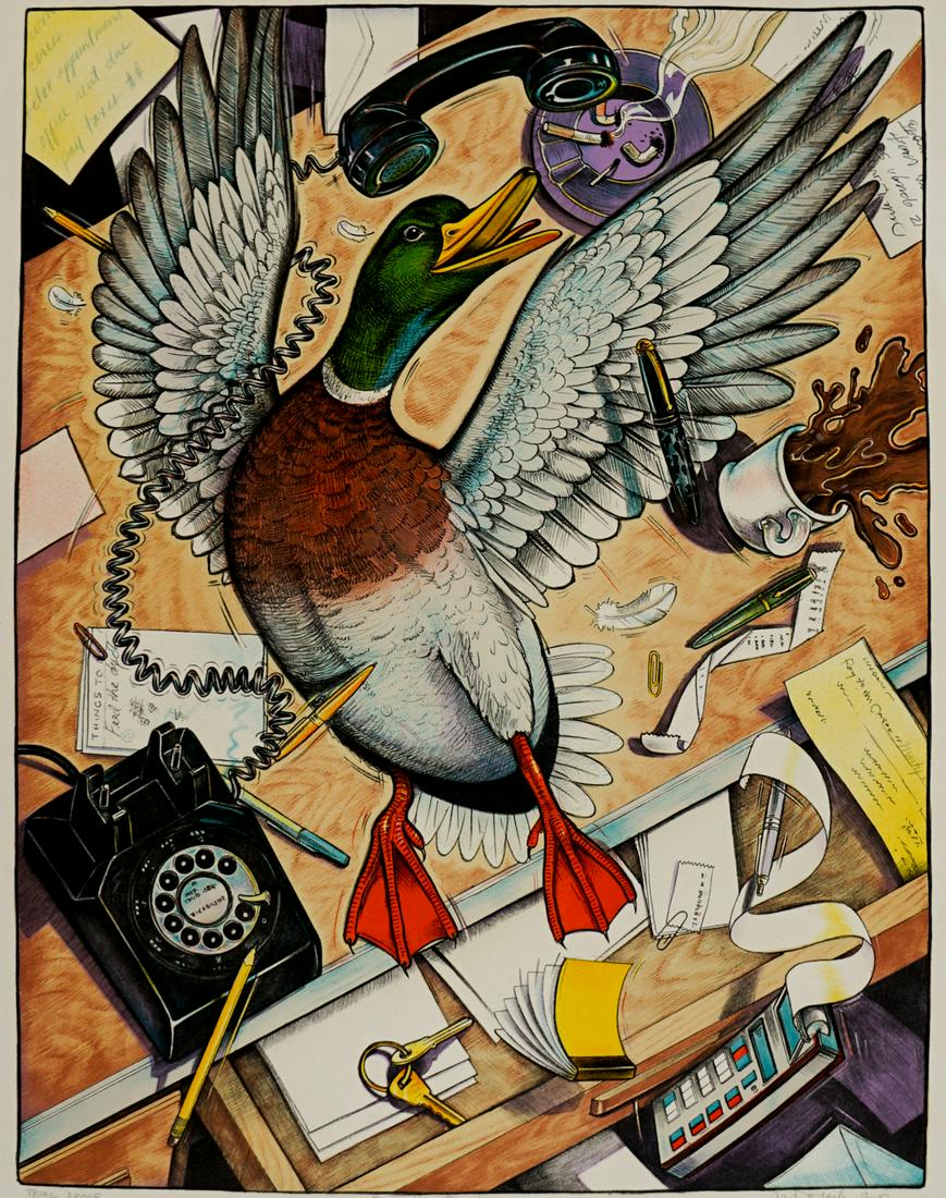 Monte Dolack (Montana, Born 1950) Lithograph: Monte Dolack (Montana, Born 1950) hand signed Trial Proof lithograph in colors. Signed and dated in pencil 'Monte Dolack 1986' lower right. Stated 'Trial Proof' in pencil lower left. Titled in pencil