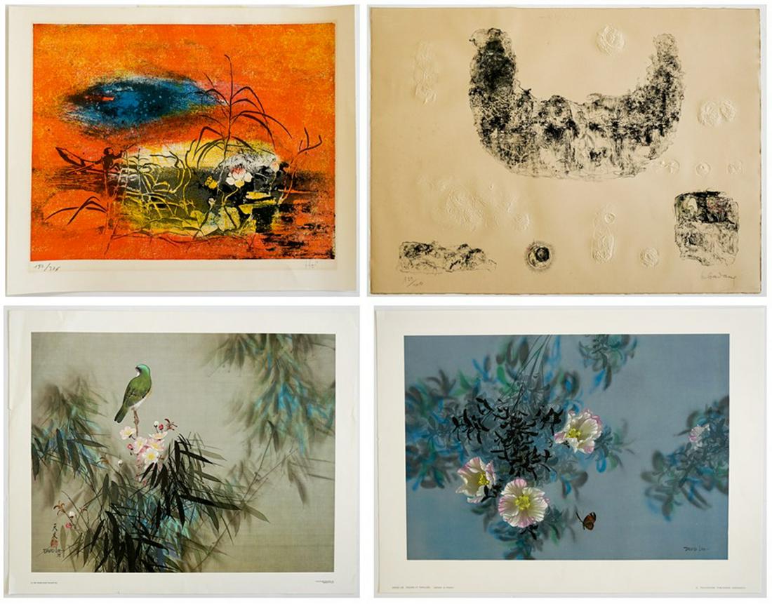 David Lee and Hoi Lebadang Prints (4): Two David Lee plate signed lithographs published by Touchstone and two Hoi Lebadang hand signed lithographs. They measure 19.5 in. x 23.5 in. to 26 in. x 32.5 in. Unframed, loose and not mounted or gl