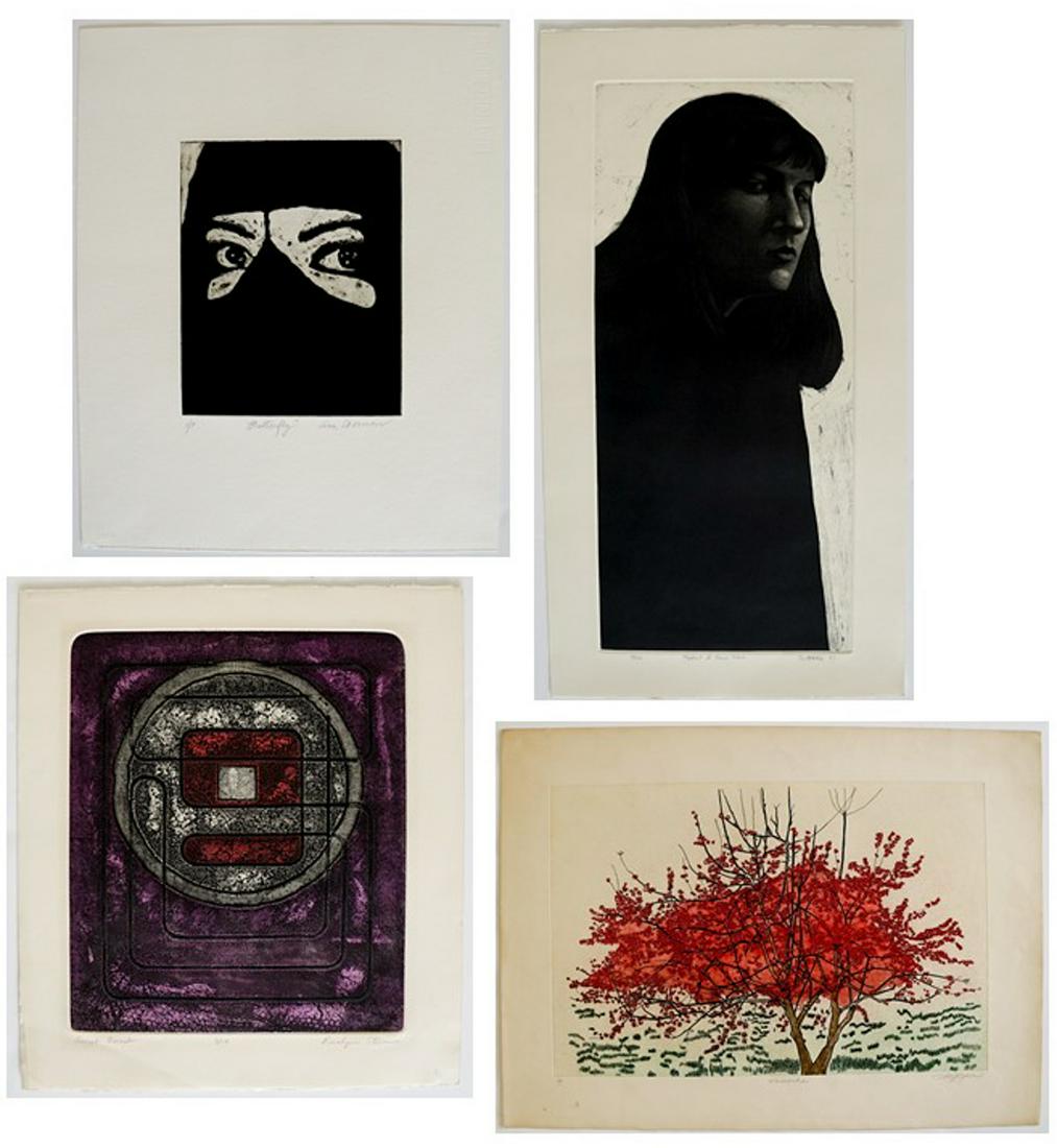 Ann Chernow, Rosalyn Stern and more (4): Four hand signed etchings, aquatints and more from the Amity Art Foundation, Inc. collection. Includes Ann Chernow 'Butterfly', 1 of 7 in the edition measuring 10-in. x 8-in. plate size, Rosalyn Stern