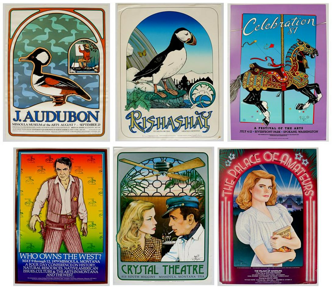 Monte Dolack Event Prints (6) with (4) Signed: Monte Dolack (Montana, Born 1950) hand signed lithographic event prints. Four are hand signed by Dolack. Sizes and condition varies, most are approximately 24-in. x 17-in. Unframed, loose and not glue