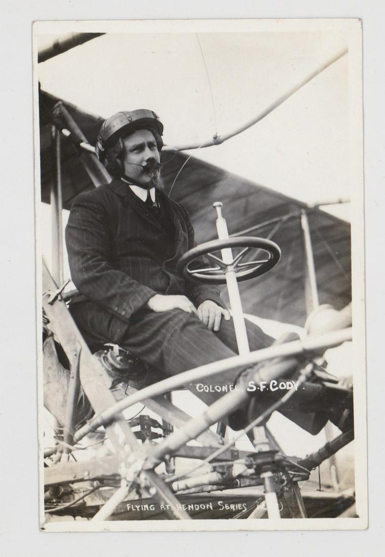 Samuel Franklin Cody Real Photo Postcard: Samuel Franklin Cody real photo postcard. Dated 1913 in pencil on verso. VG/VG-EX condition. We ship most items in this auction in house and gladly combine shipping if possible of multiple items. Prov
