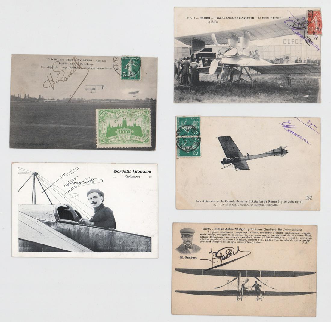 [France, Aviation] Signed Antique Postcards (5) (1 of 2)