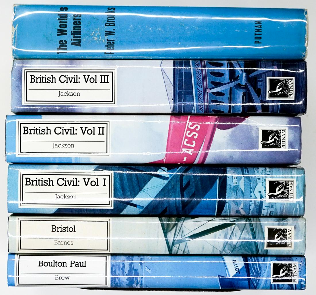 Aviation Hardcover Books Published by Putnam (6): A group of (7) aviation books with original dust jackets published by Putnam. All are in good to very good condition with no odors and from a non-smoking house. USPS Media Mail available for all domes
