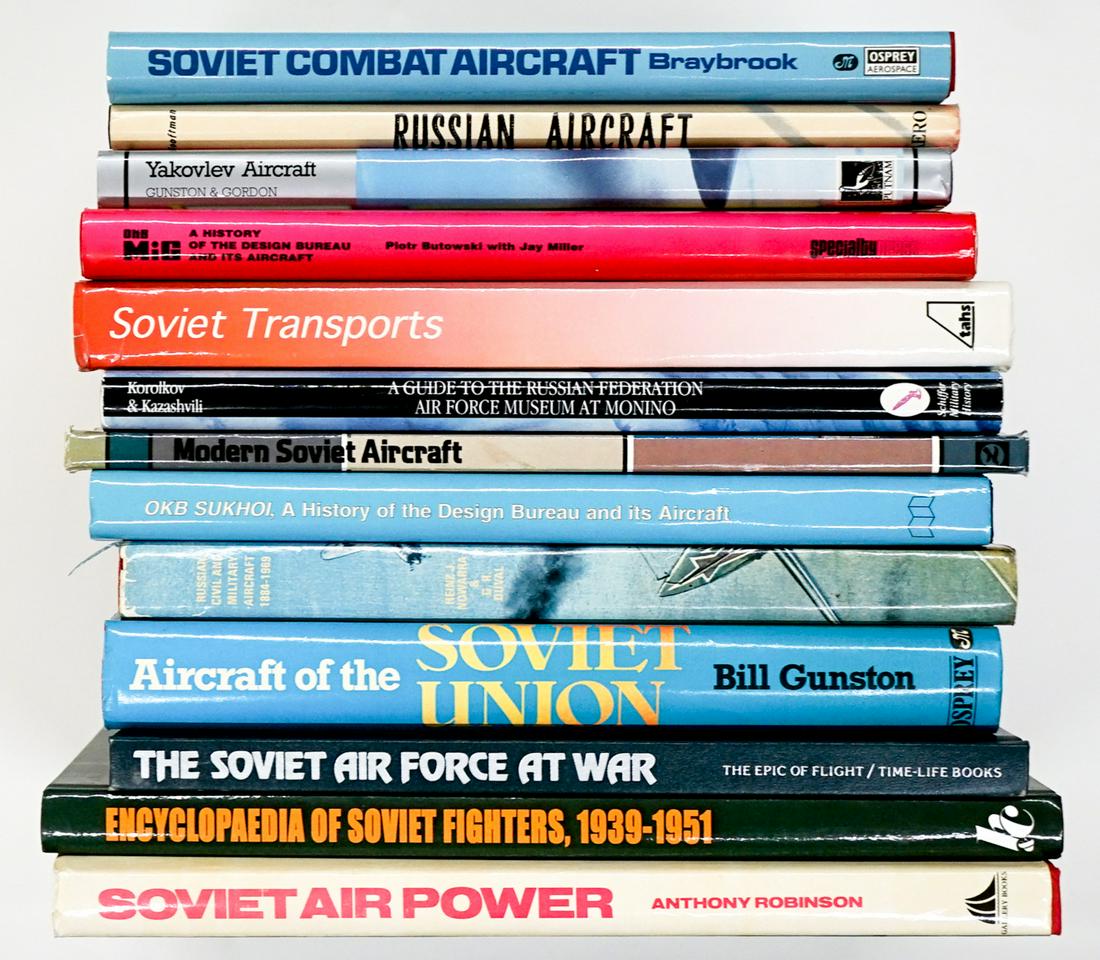 [Soviet, Russian, Aviation] Hardcover Books (13): A group of (13) large aviation books with original dust jackets. All are in very good or excellent condition with no odors and from a non-smoking house. USPS Media Mail available for all domestic ship