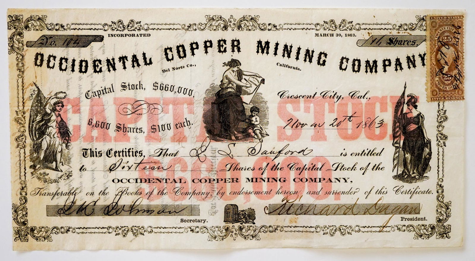 [Crescent City, California] 1863 Occidental Mining (1 of 2)
