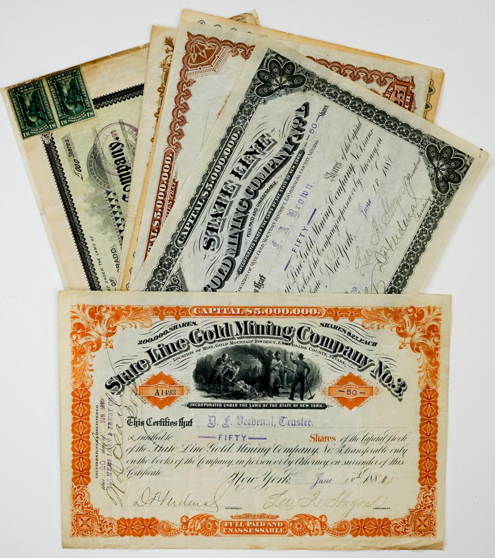 1881-1899 Group of Mining Stocks (8) (1 of 3)