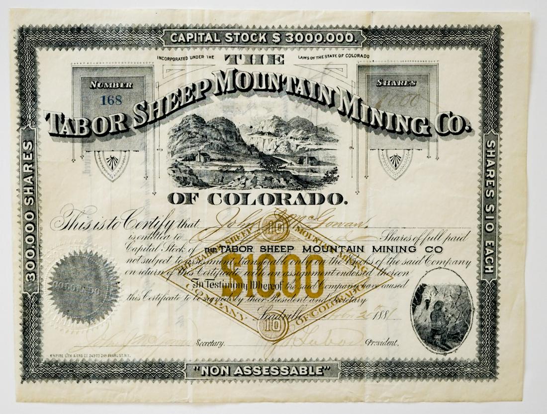 [Colorado] 1881 Tabor Sheep Mountain Mining Co. (1 of 2)
