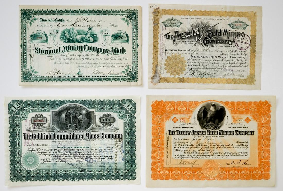 1885-1911 Group of Mining Stocks (4) (1 of 1)