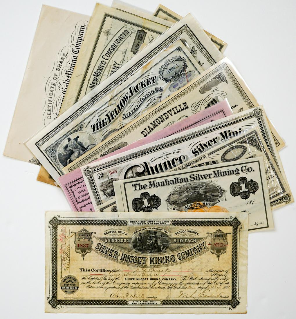 Group of Antique Mining Stock Certificates (13) (1 of 3)