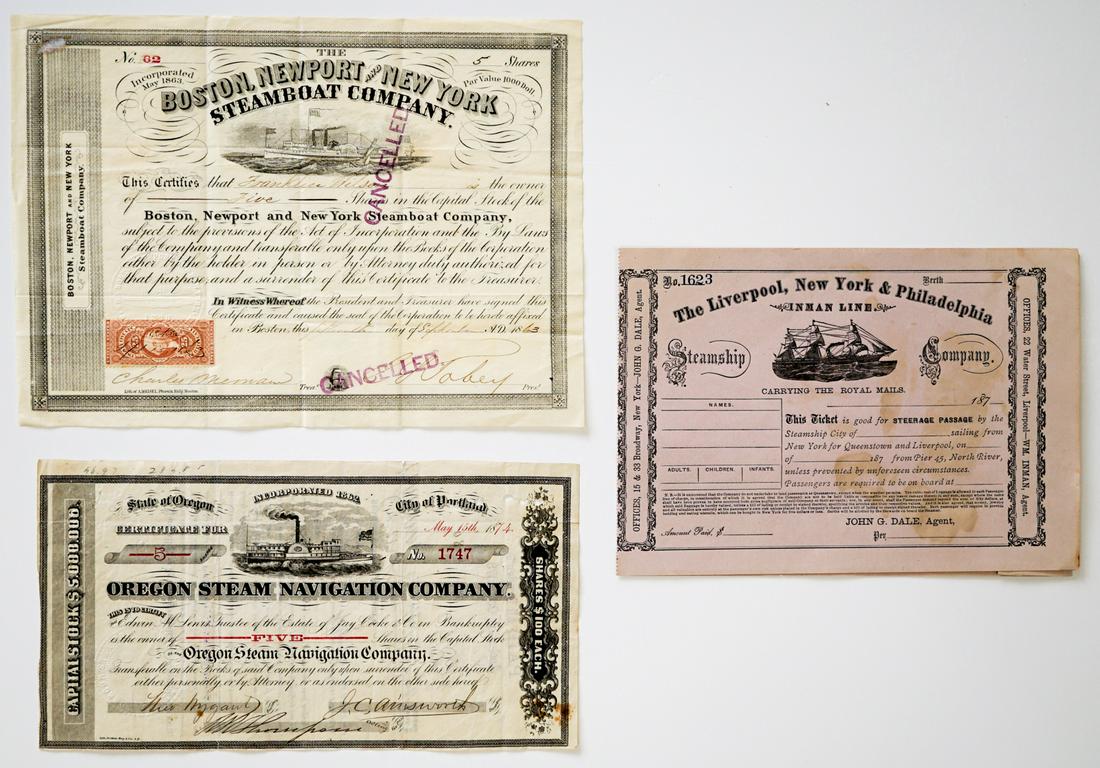 19th Century Steamboat Stock Certificates (3) (1 of 2)