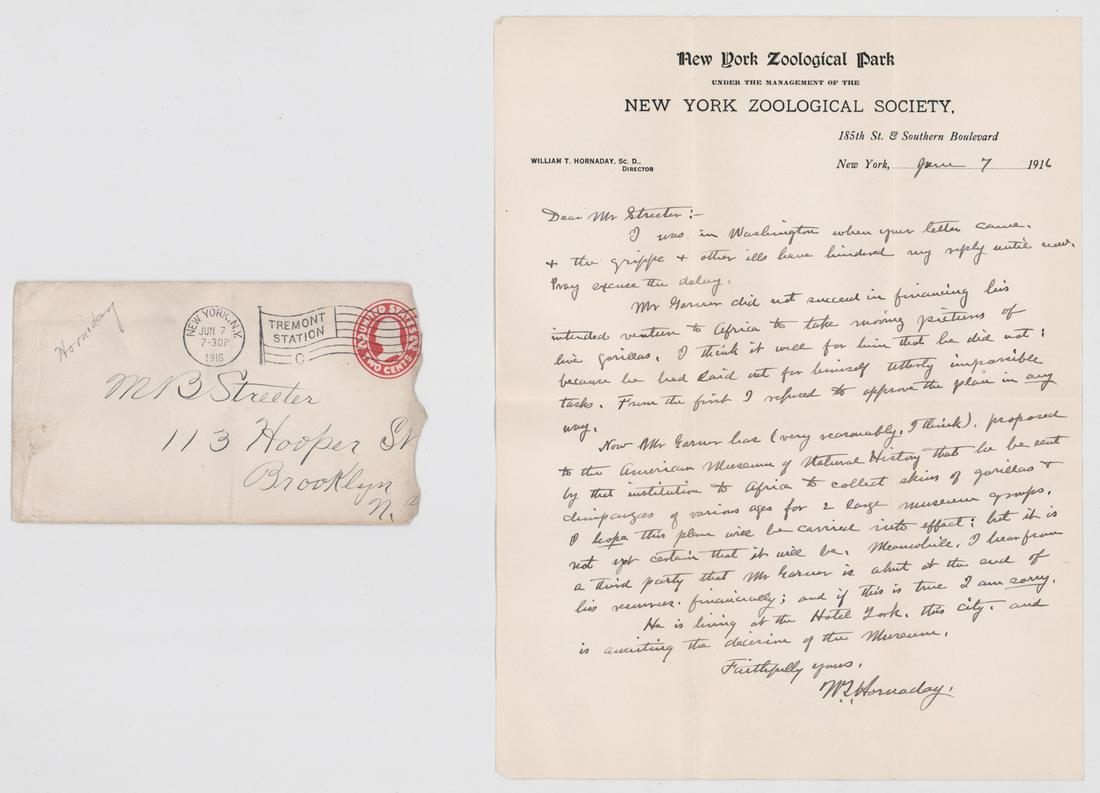 [New York, Bronx Zoo] William Temple Hornaday ALS (1 of 3)