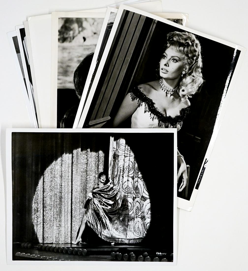 Sophia Loren, Natalie Wood Vintage Photos (10): Sophia Loren and Natalie Wood photos from the Robert Osborne collection All are undated and resemble photos printed pre-release of movies, exact year of printing unknown.VG-EX/EX condition. Provenance