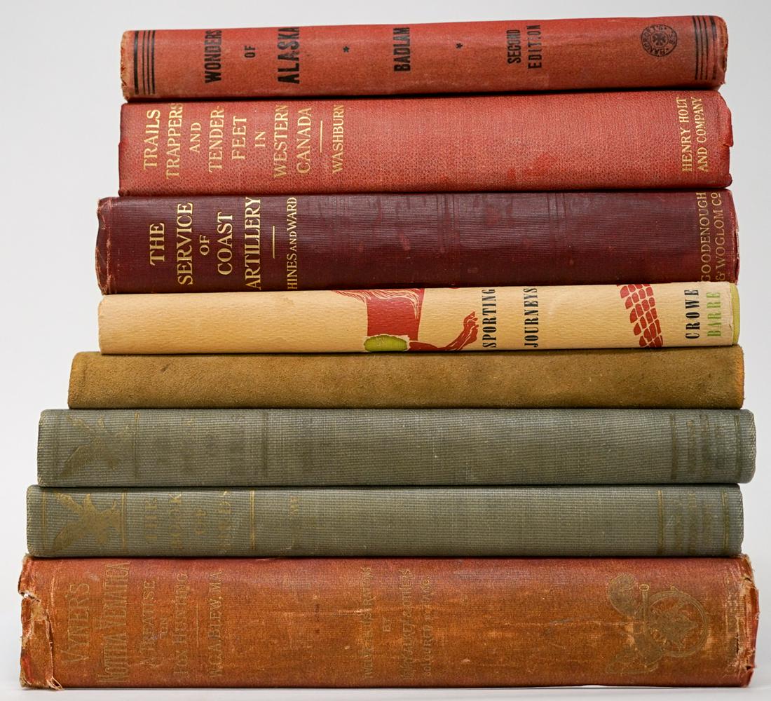 Western Americana, History (8) Books: Group of eight non-fiction books of history and Western Americana. Includes: 1) Trails, Trappers and Tender-Feet in Western Canada by Stanley Washburn. 2) The Wonders of Alaska by Alexander Badlam. Il